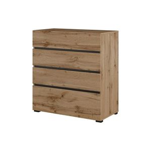Komoda BONIFACIO 4S 80 cm, dub wotan/černá obraz