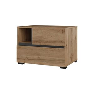 Noční stolek BONIFACIO 2S, dub wotan/černá obraz