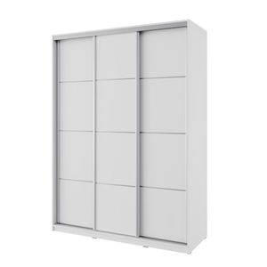 Šatní skříň NEJBY BARNABA 150 cm s posuvnými dveřmi, 4 šuplíky a 2 šatními tyčemi, bílá obraz