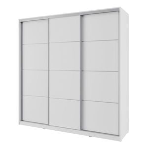 Šatní skříň NEJBY BARNABA 200 cm s posuvnými dveřmi, 4 šuplíky a 2 šatními tyčemi, bílá obraz