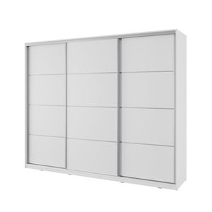 Šatní skříň NEJBY BARNABA 250 cm s posuvnými dveřmi, 4 šuplíky a 2 šatními tyčemi, bílá obraz