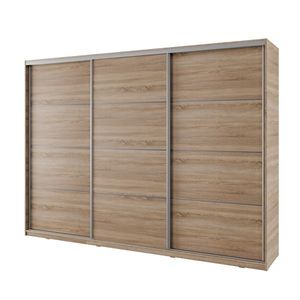 Šatní skříň NEJBY BARNABA 280 cm s posuvnými dveřmi, 4 šuplíky, 2 šatními tyčemi, dub sonoma obraz