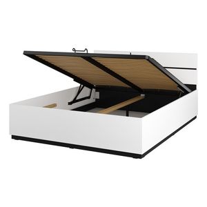 Postel BONIFACIO 160x200 cm s roštem a úložným prostorem, bílá/černá obraz