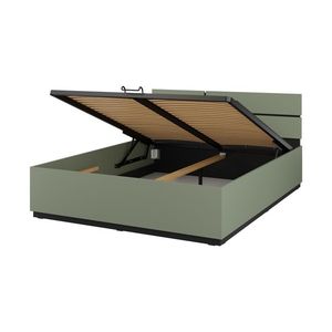 Postel BONIFACIO 160x200 cm s roštem a úložným prostorem, zelená/černá obraz