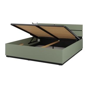 Postel BONIFACIO 180x200 cm s roštem a úložným prostorem, zelená/černá obraz