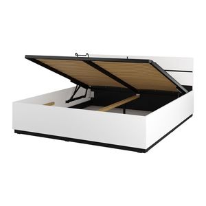 Postel BONIFACIO 180x200 cm s roštem a úložným prostorem, bílá/černá obraz