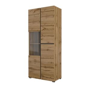 Vitrína BONIFACIO 3D, dub wotan/černá obraz