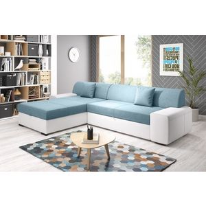 Rohová rozkládací sedačka ANTIOCHIE, levá, světle modrá/bílá - II. jakost, POUZE OSOBNÍ ODBĚR obraz