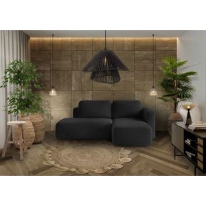 Rozkládací rohová sedačka BODRINO s úložným prostorem, černá látka obraz