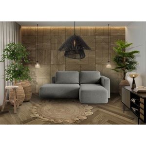 Rozkládací rohová sedačka BODRINO s úložným prostorem, šedá látka obraz