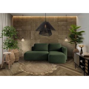 Rozkládací rohová sedačka BODRINO s úložným prostorem, zelená látka obraz