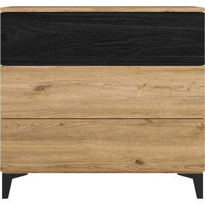 Černá/přírodní nízká komoda v dekoru dubu 80x74 cm Kronos – Marckeric obraz