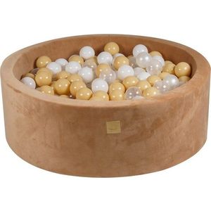 Světle hnědý sametový bazének s míčky ø 90x30 cm Montessori – Meowbaby obraz