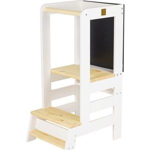 Bílá/v přírodní barvě učicí věž z borovicového dřeva Montessori – Meowbaby obraz