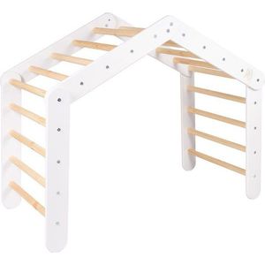 Bílý pikler trojúhelník z borovicového dřeva 61x112x94 cm Montessori – Meowbaby obraz