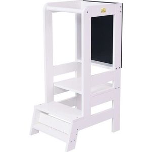 Bílá učicí věž z borovicového dřeva Montessori – Meowbaby obraz