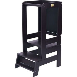 Černá učicí věž z borovicového dřeva Montessori – Meowbaby obraz