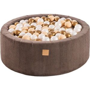 Hnědý manšestrový bazének s míčky ø 90x30 cm Montessori – Meowbaby obraz