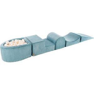 Tyrkysové manšestrové pěnové hřiště 250x45x30 cm Montessori – Meowbaby obraz