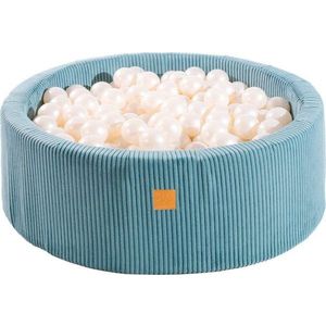 Tyrkysový manšestrový bazének s míčky ø 90x30 cm Montessori – Meowbaby obraz