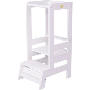 Bílá učicí věž z borovicového dřeva Montessori – Meowbaby obraz
