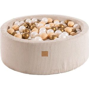 Krémový manšestrový bazének s míčky ø 90x30 cm Montessori – Meowbaby obraz