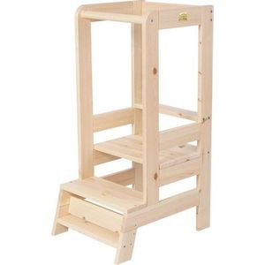 Učicí věž z borovicového dřeva v přírodní barvě Montessori – Meowbaby obraz
