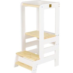 Bílá/v přírodní barvě učicí věž z borovicového dřeva Montessori – Meowbaby obraz