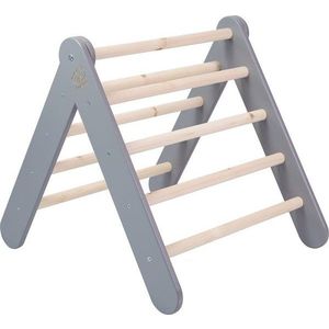 Šedý pikler trojúhelník z borovicového dřeva 60x60x60 cm Montessori – Meowbaby obraz