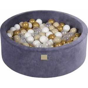 Šedomodrý sametový bazének s míčky ø 90x30 cm Montessori – Meowbaby obraz