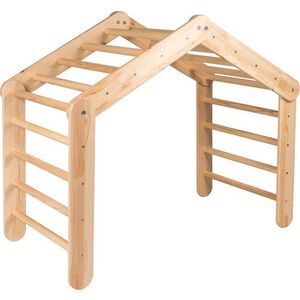 Pikler trojúhelník z borovicového dřeva v přírodní barvě 112x61x94 cm Montessori – Meowbaby obraz