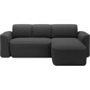 Antracitová rohová pohovka z textilie bouclé (pravý roh/s lenoškou) Ume – ELTAP obraz