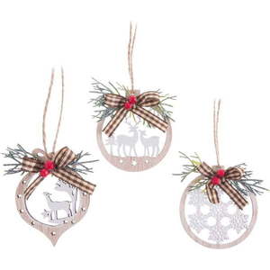 Dřevěné vánoční ozdoby v sadě 3 ks ø 6 cm – Casa Selección obraz