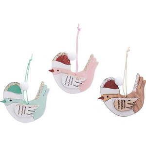 Dřevěné vánoční ozdoby v sadě 6 ks 8 cm Birds – Casa Selección obraz