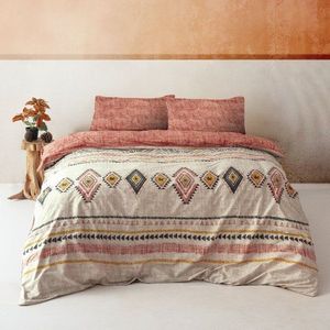 Prodloužené povlečení na dvoulůžko z bavlny Renforcé v cihlové a hnědé barvě 240x220 cm Felix – Mijolnir obraz