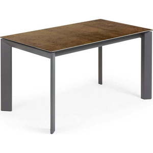 Hnědo-šedý rozkládací jídelní stůl Kave Home Atta, 140 x 90 cm obraz