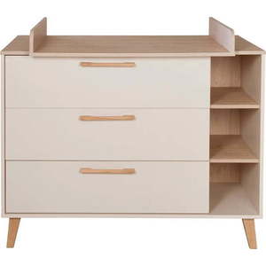 Krémová/v přírodní barvě dětská komoda v dekoru dubu s přebalovacím pultem 117x103x78 cm Jil – Roba obraz