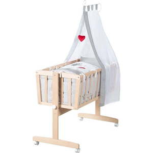 Kolébka z bukového dřeva na kolečkách/s nebesy 40x90 cm v přírodní barvě Adam and Owl – Roba obraz