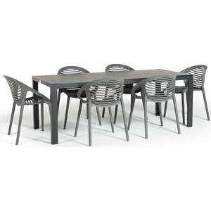 Zahradní jídelní set pro 6 osob s šedou židlí Joanna a stolem Viking, 90 x 205 cm obraz