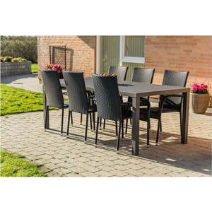 Zahradní jídelní set pro 6 osob s černou židlí Paris a stolem Viking, 90 x 205 cm obraz