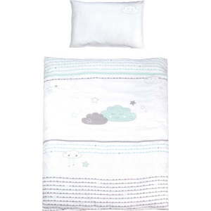 Bílé bavlněné dětské povlečení do postýlky 100x135 cm Happy Cloud – Roba obraz