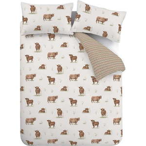 Hnědé/béžové povlečení na jednolůžko 135x200 cm Angus Highland Cow – Catherine Lansfield obraz