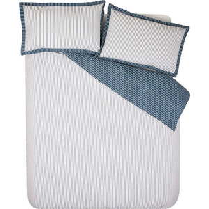 Bílé/modré povlečení na jednolůžko 135x200 cm Oxford Pinstripe – Catherine Lansfield obraz