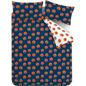 Modré/oranžové povlečení na dvoulůžko 200x200 cm Halloween Pumpkins – Catherine Lansfield obraz