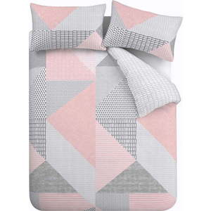 Růžové povlečení na dvoulůžko 200x200 cm Larsson Geo – Catherine Lansfield obraz