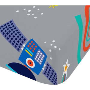 Šedé napínací dětské prostěradlo na dvoulůžko 135x190 cm Lost In Space – Catherine Lansfield obraz