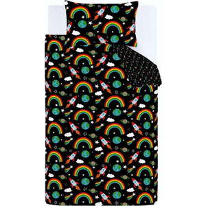 Černé dětské povlečení na dvoulůžko 200x200 cm Rainbow Rockets – Catherine Lansfield obraz