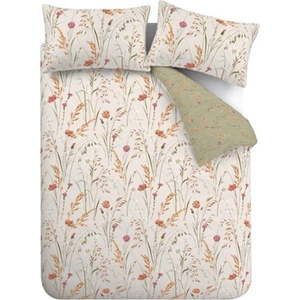 Zelené/hnědé flanelové povlečení na dvoulůžko 200x200 cm Grasmere Floral – Catherine Lansfield obraz