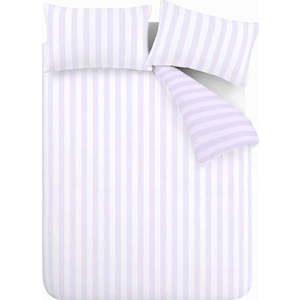 Bílé/v levandulové barvě povlečení na dvoulůžko/prodloužené 230x220 cm Stripe Tease – Sassy B obraz