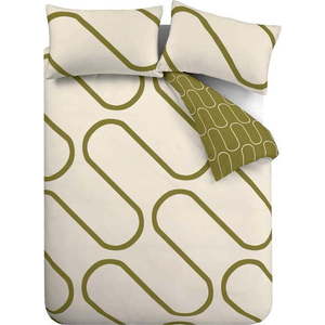 Khaki/béžové povlečení na jednolůžko 135x200 cm Linear Curve – Catherine Lansfield obraz